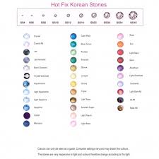 Hot Fix Rhinestones Colour Chart