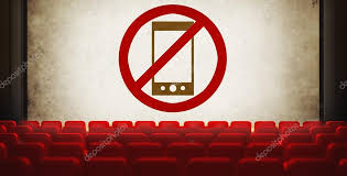 Please Turn Off Cell Phones Symbol On Screen In Old Cinema Stock