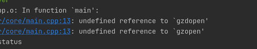 cmake undefined reference to gzdopen