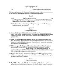 Sample Operating Agreement Template Operating Agreement