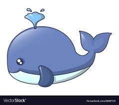 blue whale icon cartoon style royalty