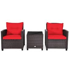 Outdoor Rattan Furniture W Red Cushions