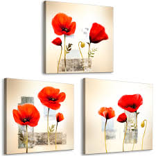 Canvas Painting Impression With Poppies