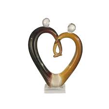 Dale Hearts Handcrafted Art Glass Sculpture Multi Colored