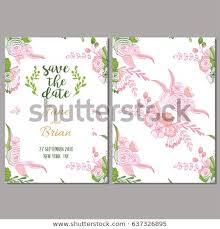 Save Date Card Template Botanical Style Stock Vector Royalty Free