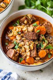 beef and barley soup wellplated com