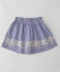 Blue Stripe Embroidered Skirt Trish Scully Child
