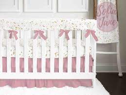 girl crib bedding set mauve gold stars