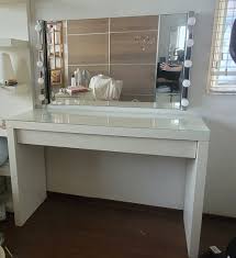 makeup vanity with mirror and lights