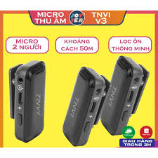 Micro thu âm TNVI V3 - micro cài áo không dây cho điện thoại máy ảnh  youtube vlog livestream bán hàng - 2 người dùng - Micro thu âm