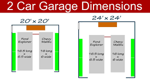 Normal width of a double car garage is 16' feet. 2 Car Garage Dimensions Average Size Two Car Garage