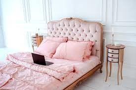 Pink Art Deco Bed With Beautiful Linens