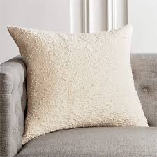 white boucle modern throw pillow with