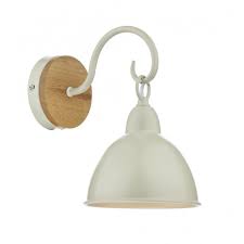 Rustic Wall Light In Cream With Wooden