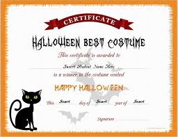 Halloween Best Costume Certificate Templates Word Excel