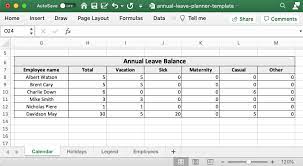 annual leave planner free template