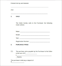 Vehicle Offer And Sale Agreement Template 6vehicle Purchase