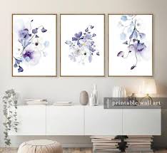 Purple Fl Wall Art Set Of 3 Lilac