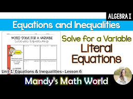 Variable Literal Equations