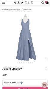 Azazie Dusty Blue Chiffon Fully Lined Lindsey Formal Bridesmaid Mob Dress Size 8 M 25 Off Retail