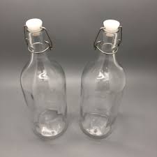 2pk Glass Water Bottle Jug Clip Top