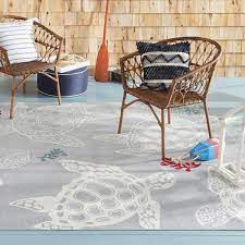 home dynamix marine sea turtle coastal indoor outdoor area rug grey ivory 7 10 x10 2