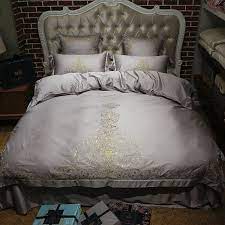 Gold Silver White Luxury Silk Bedding