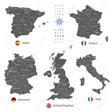 Europe map and satellite image. Vector Maps Of United Kingdom Italy Germany France And Spain Royalty Free Cliparts Vectors And Stock Illustration Image 84211218