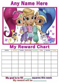 Childrens Shimmer And Shine Behaviour Reward Chart Includes