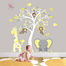 yellow and grey jungle wall stickers