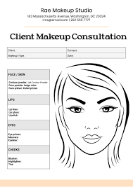 realistic makeup face chart in