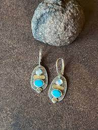 Turquoise and Rainbow Moonstone Earrings – julieglassman.com