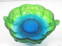 Blue Goofus Glass Bowl Vintage Glass