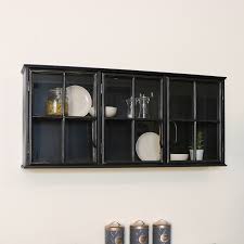 Black Industrial 3 Door Glass Wall Cabinet