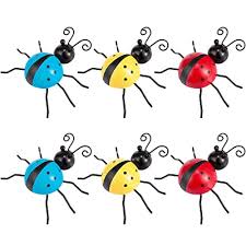 6pcs Metal Ladybug Wall Art Decoration