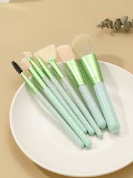7pcs green makeup brush set with high