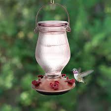Rose Gold Top Fill Glass Hummingbird Feeder