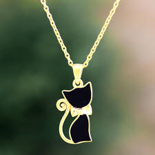 sterling silver cat pendant necklace