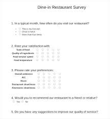 Restaurant Questionnaire Template Comment Card Free Survey