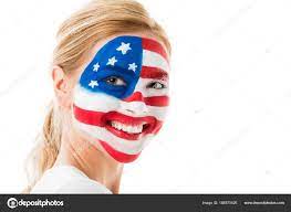 blonde usa flag makeup isolated