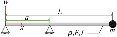 supported beam with an overhang mass