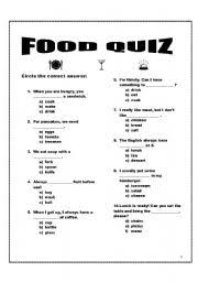 food quiz esl worksheet by krsmanovici