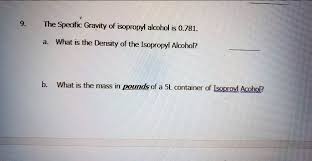 density of the isopropyl alcohol