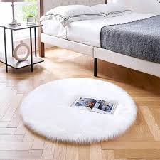 1pc solid plush round home decor carpet