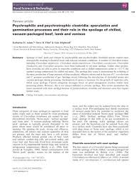 Psychrotrophic Clostridia Sporulation