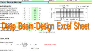 the deep beam design using excel