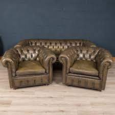 Leather Chesterfield 3 Seat Sofa With