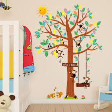 Large Family Tree Wall Stickers Kids Room Nursery Growth Chart Wall Mural Poster Art Height Ruler Self Adhesive Wall Appliques Wallpaper Wall
