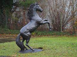 Solid Bronze Rearing Horse Equine