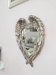 Large Wall Mirror Angel Wings Feathered